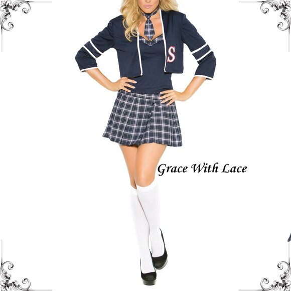 Plus Size School Girl Cosplay Lingerie Set Sexy Roleplay Costume - Picture 2 of 9